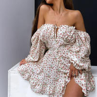 2025 primavera nueva ropa de mujer europea y americana vestido de manga larga con cintura estampada de moda y sexy con cuello en V - details 5