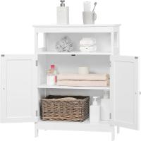 Mueble Auxiliar de Baño con Puerta Mueble Baño de Madera con Estante Ajustable 60x30x80 cm Blanco - details 8