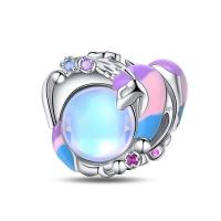 Pulsera de plata de dos tonos con colgante triple celestial de cuentas en forma de corazón para la fabricación de joyas - details 55