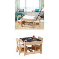 Grupo de Asientos para Niños Mesa Redonda y 2 Sillas en Edad Preescolar Muebles para Niños 59,5 cm(φ) x 46 cm Blanco+Gris - details 7