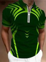 Polo de verano con cremallera para hombre, camiseta de manga corta con cuello con patrón de rayas, camisa de golf holgada informal, camisa Haruku - details 9
