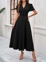 Vestido Largo de Verano 2025 - Elegante Vestido Tea con Escote en V y Manga Mariposa, Talle Alto Ajustable, Tejido Ligero para Vacaciones y Playa, Moda Femenina Miravia - details 11