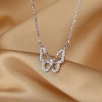 Exquisito Collar de Mariposa de Doble Capa Cadena de Clavícula de Plata Brillante - details 1