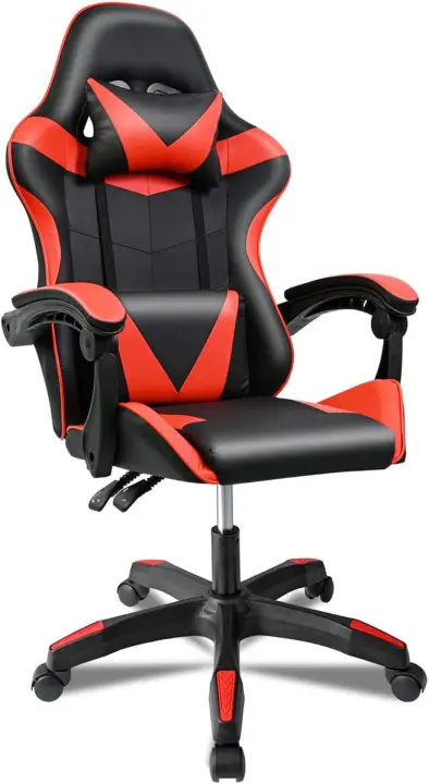 Reclinable con cojín lumbar y cervical |   Altura ajustable, reposabrazos acolchados, ruedas 360 ° |   Ideal para Oficina, Escritorio, Teletrabajo, Estudio, Juego, Ordenador - 1