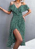 Vestido de fiesta de playa de verano bohemio informal para mujer Vestido elegante de lunares sin mangas con cuello redondo - details 7