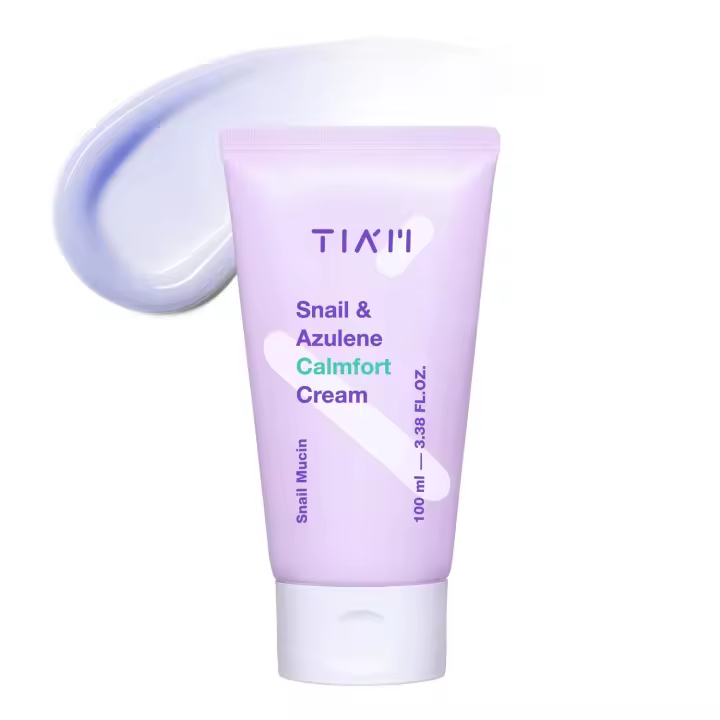 Crema TIAM Azulene Calmfort, 3.38 fl oz, 92% mucina de caracol, hidratante calmante ligera para piel suave y de vidrio, piel coreana - 1