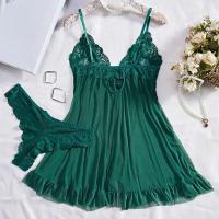 camisón, vestido de noche para mujer, conjunto de cuello, escote en V profundo y ropa interior, lencería con volantes ENCE, pijamas - details 1
