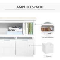 3 Cajones Extraíbles Estantes Abiertos Libros Juguetes Auxiliar Almacenamiento Dormitorio 102x33x615 cm Blanco - details 3