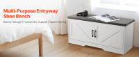 Banco para Zapatos SucceBuy con Cojín, 1000.76 x 355.6 x 459.74 mm, Organizador con Estante Ajustable y Puertas Corredizas, Ideal para Entrada, Dormitorio o Sala de Estar, Blanco y Negro - details 0