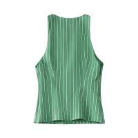Blusa Sin Mangas a Rayas para Mujer OUWU Top Ajustado con Crema Lateral Ropa de Calle Elegante - details 3