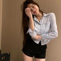 2025 camisas coreanas elegantes para mujer, ropa de calle a la moda, blusa ajustada para mujer, Tops cortos sexys informales de oficina Y2K para primavera, novedad - details 12