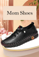 Zapatos de marca antideslizantes para mujer, zapatillas de cuero suave, mocasines cómodos sin cordones, zapatos para mamá con hilo de coser a mano - details 2
