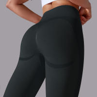 Hamidou-Pantalones deportivos sin costuras para mujer, mallas de Yoga de cintura alta, ropa de gimnasio, entrenamiento de glúteos de burbujas, pantalones para correr, Leggings de gimnasio con levantamiento de caderas - details 20