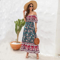 Vestido bohemio de vacaciones de playa con hombros descubiertos de manga larga estilo europeo y americano - details 4