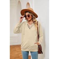 Sudadera con capucha informal para mujer, moda coreana para botones planos - details 15