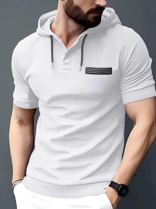 Verano hombre manga corta camisetas hombre sudaderas con capucha tops - 1