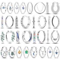 Pendientes de aro de plata de ley 2024 para mujer, exquisitos pendientes de aro con forma de estrella de mar y mariquita de cuatro hojas, regalo de joyería de boda y compromiso, novedad de 925 - details 0