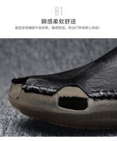 Zapatos de playa de cuero de verano de gran tamaño 2022, sandalias de piel de vaca para exteriores de una palabra, sandalias para hombre - details 5