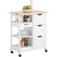 Carro de Almacenamiento Mueble Auxiliar Cocina Carrito de Servir con 3 Cajones 2 Estantes y 1 Bandeja Extraíble Negro - details 16