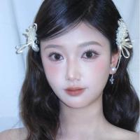 1 par de pinzas para el pelo de novia con estilo coreano, cuentas de perlas blancas, horquilla para novia, tocado de boda con borlas hecho a mano, accesorios para novia - details 9