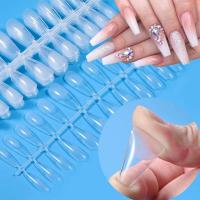 120 unidades/bolsa de puntas de uñas de ataúd totalmente cubiertas, transparentes, uñas postizas, prensadas mate en las uñas largas de vacaciones de los bailarines - details 5