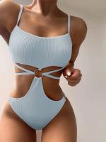 Bañador Sexy de una pieza para mujer, traje de baño de Color sólido, Bikini a rayas, novedad de 2024 - details 11