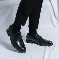 Zapatos formales de negocios para hombre, calzado de cuero PU de tacón bajo, estilo británico, hebilla de Metal a la moda - details 16