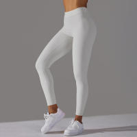 Pantalones de yoga con espalda en V para mujer, leggings sexys para entrenamiento Fiess, gimnasio, correr, cintura alta - details 4