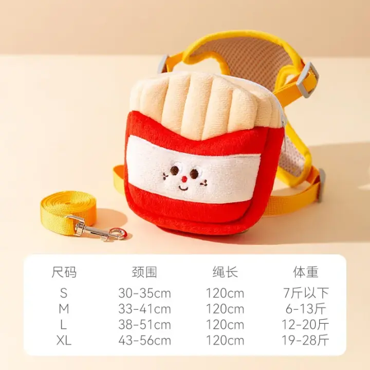 Mochila de Lanzamiento para Mascotas, Correa de Trembo para Paseo, Perros con Estilo, Burguer y patatas fritas - 1