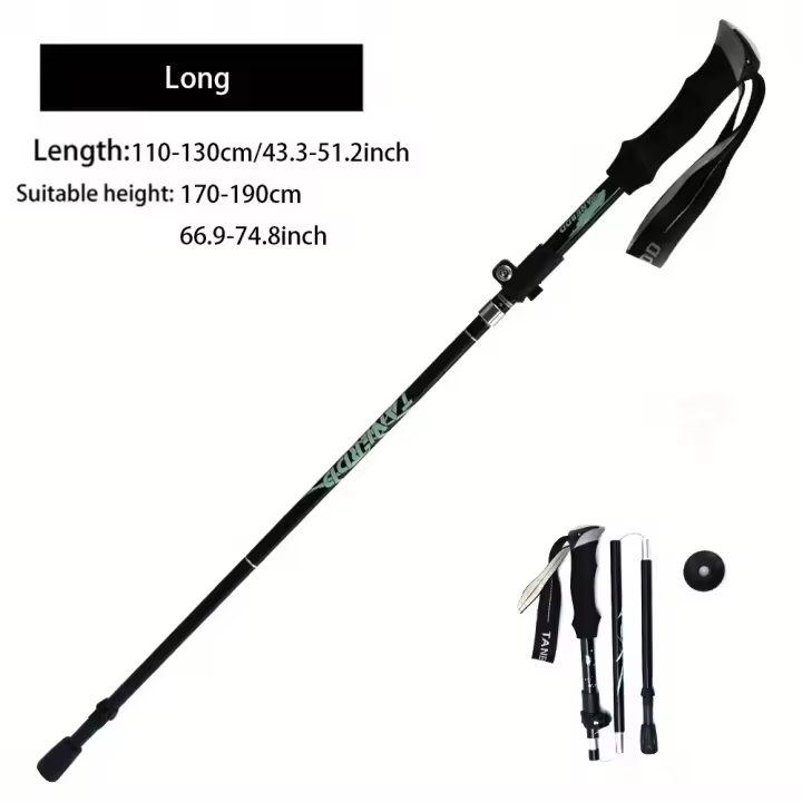 Bastón de Trekking plegable ligero y portátil de 5 secciones para senderismo y caminar, Ideal para caminar nórdico y ancianos - 1
