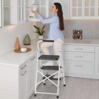 Escaleras Plegables de 3 Escalones, Capacidad de 272KG con Pedales Antideslizantes Anchos, Taburete Escaleras de Mano de Acero, Manubrio de Esponja, Uso en Interiores y Exteriores, Negro - details 29