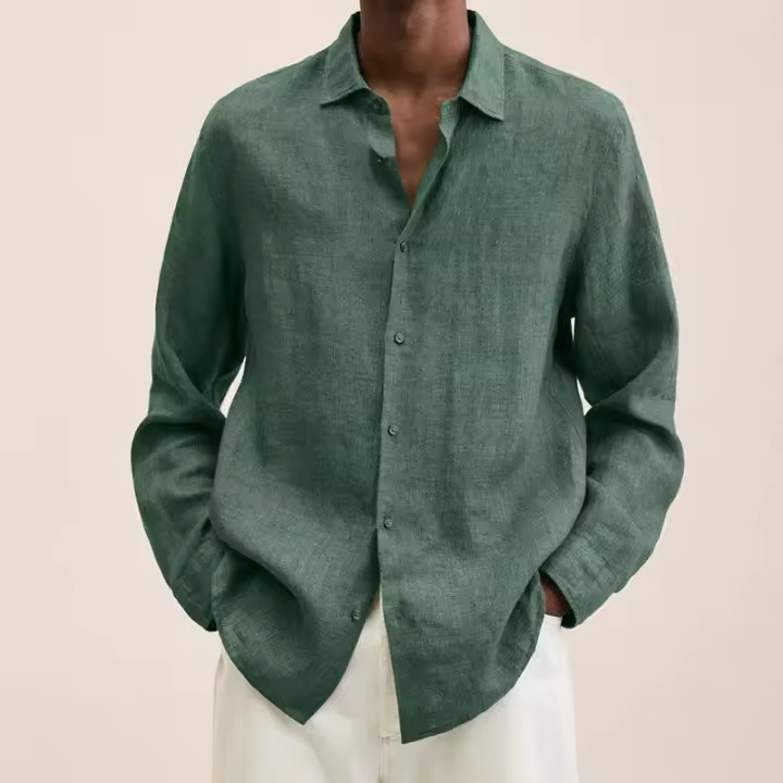 2025 Four Seasons Camisa de hombre de manga larga con solapa y botones sueltos - 1