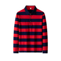 Polo de manga larga para hombre, camiseta transpirable a rayas, informal de algodón, novedad de negocios, Primavera, 2024 - details 2