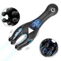Empaque privado Masajeador de glande masculino sexy con 3 modos de empuje y 9 modos de vibración, entrenador de retardo, vibrador, masturbador de clímax oral, juguetes sexuales para hombres - details 11