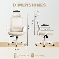 Silla Oficina Ajustable y Reclinable con Soporte Lumbar, Reposacabezas Ajustable, Malla Transpirable, - details 1