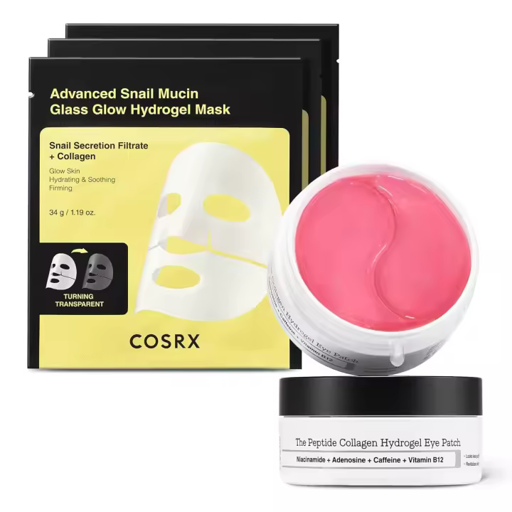 Mascarilla de mucina de caracol COSRX + parche ocular de hidrogel de colágeno peptídico - 1