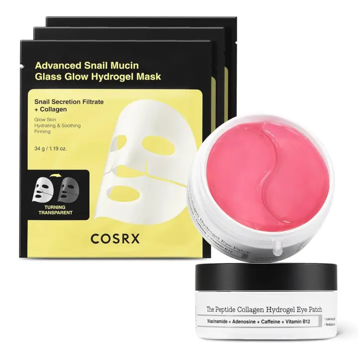 Mascarilla de mucina de caracol COSRX + parche ocular de hidrogel de colágeno peptídico - 1