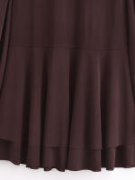 Vestido de verano corto con volantes, cuello redondo, manga larga, línea A, elegante, sólido, con cordones, primavera 2025, para mujer - details 11
