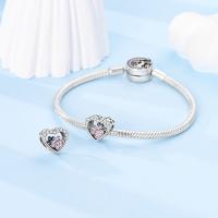 LAZA-Cuentas de Plata de Ley 925 con estampado de pata rosa para mujer, Charm de corazón, apto para pulsera, collar, fiesta de aniversario, regalos de joyería fina - details 3
