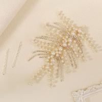 Pinza para el pelo de novia de cristal de estilo francés, forma de ramas, horquilla plateada para novia, tocado de boda de perlas de lujo, accesorios para novia - details 10