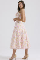 Vestido midi de satén con tirantes finos para mujer, abertura frontal, ahuecado, con bolsillos - details 16