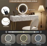 Mesa de Maquillaje Ajustable con Espejo LED Silla de Terciopelo para Habitación - details 8