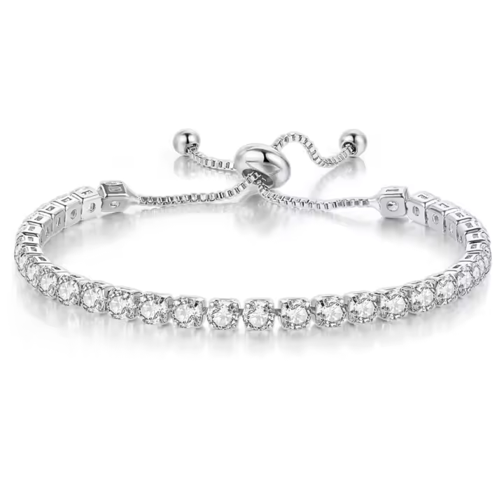 Pulsera de Ley 925 con Circonita Brillante para Mujer, Pulseras Deslizantes de Cadena Ajustable, Joyería Nupcial para Bboda, Día de la Madre, Regalo - 1