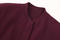 TRAFZA-Conjuntos de ropa de calle para mujer, color rojo vino, cuello redondo, bolsillos con cremallera y pantalones sueltos de cintura alta, trajes de manga larga a la moda para primavera - details 5