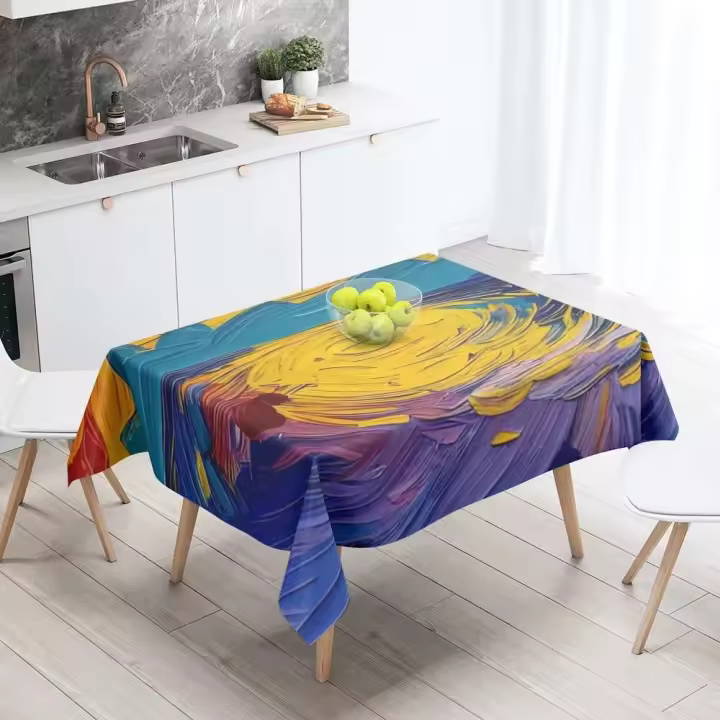 Mantel de mesa, decoración de anime, accesorios de mesa rectangulares, tela impermeable, mantel antiincrustante abstracto - 1