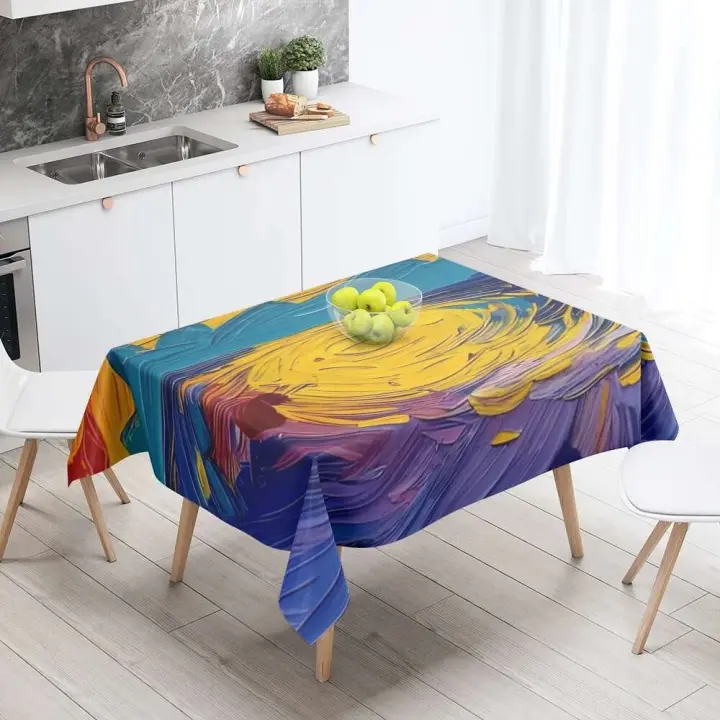 Mantel de mesa, decoración de anime, accesorios de mesa rectangulares, tela impermeable, mantel antiincrustante abstracto - 1