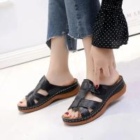 Women Cross Strap Sandals Buckle Strap Open Toe Solid Color Non-slip Slippers Slip-on Shoes - details 9
