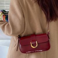 Bolso cruzado retro para mujer Bolso de mano sólido de lujo con correa y solapa, bolso rojo para axila - details 2