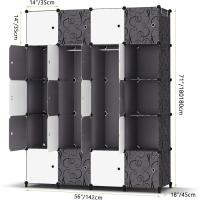 Armario Modular Portátil de 20 Compartimentos Guardarropa para Dormitorio con Barra para Colgar Ropa Compartimentos Más Profundos Aptos para Perchas - details 9