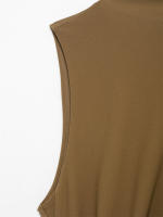 - Diseño plisado sin mangas, color sólido, temperamento elegante, cintura recta, vestido, falda larga, ropa de mujer. - details 6